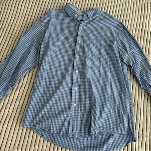Izod Men's Blue Plaid Button Down Shirt